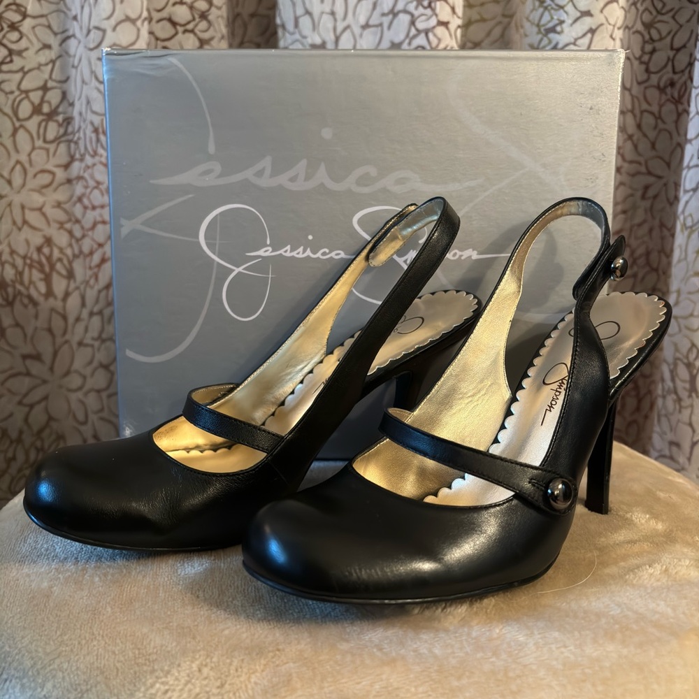 Jessica Simpson Black Slingback Heels